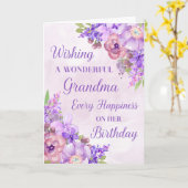 Paarse Waterverf Bloemen Oma Verjaardag Kaart (Gele Bloem)