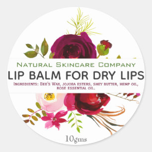 Paarse Waterverf bloemen op witte lippenbalsems la Ronde Sticker