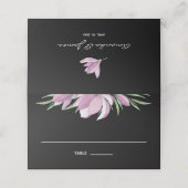 Paarse Waterverf Bloemen op Zwart Plaatskaartje (Buitenkant ongevouwen)