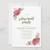 Paarse Waterverf Bloemen Pensioen Partij Kaart (Voorkant)