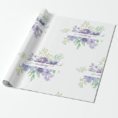 Paarse waterverf bloemen personalized inpakpapier (Uitgerold)