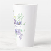 Paarse waterverf bloemen personalized latte mok (Voorkant)