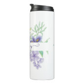 Paarse waterverf bloemen personalized thermosbeker (Geroteerd rechts)