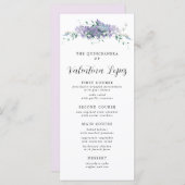 Paarse Waterverf Bloemen Quinceanera Menu (Voorkant / Achterkant)