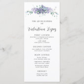 Paarse Waterverf Bloemen Quinceanera Menu (Voorkant)
