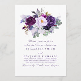 Paarse Waterverf Bloemen repetitie diner Kaart