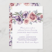 Paarse Waterverf bloemen repetitie Kaart (Voorkant / Achterkant)