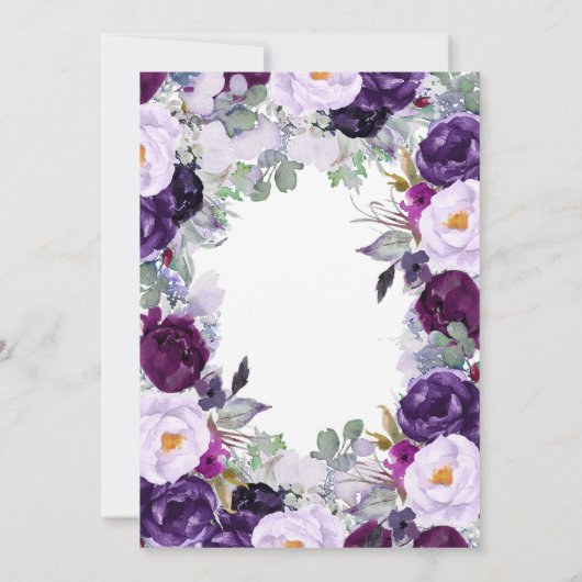 Paarse Waterverf Bloemen Romantisch Baby shower Kaart (Achterkant)