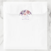 Paarse Waterverf Bloemen Romantisch Ronde Sticker (Tas)