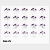 Paarse Waterverf Bloemen Romantisch Ronde Sticker (Vel)