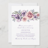 Paarse Waterverf bloemen Romantisch Vrijgezellenfe Kaart (Voorkant)