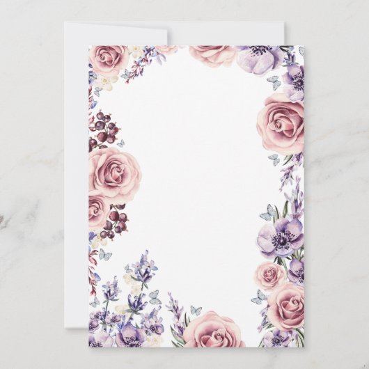 Paarse Waterverf bloemen Romantisch Vrijgezellenfe Kaart (Achterkant)