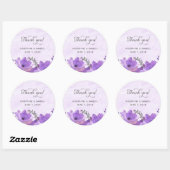 Paarse Waterverf Bloemen Ronde Stickers (Vel)