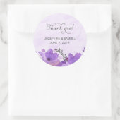 Paarse Waterverf Bloemen Ronde Stickers (Tas)