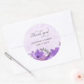 Paarse Waterverf Bloemen Ronde Stickers (Envelop)