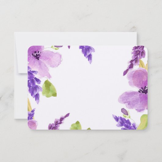 Paarse Waterverf Bloemen RSVP (Achterkant)