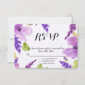  Paarse Waterverf Bloemen RSVP Kaartje (Voorkant)