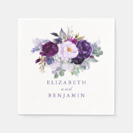 Paarse Waterverf bloemen Servetten