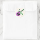 Paarse Waterverf Bloemen Stickers (Tas)