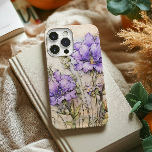  Paarse Waterverf Bloemen Telefoonhoes Case-Mate iPhone 14 Pro Max Hoesje