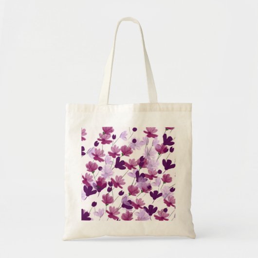 Paarse Waterverf bloemen Tote Bag (Voorkant)