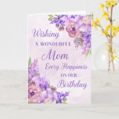 Paarse Waterverf Bloemen Verjaardag mama Kaart (Gele Bloem)