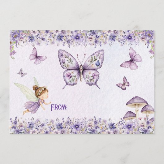 Paarse Waterverf Bloemen Verjaardag Sprookjeswense Advieskaart (Achterkant)