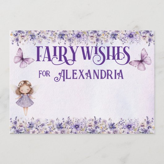 Paarse Waterverf Bloemen Verjaardag Sprookjeswense Advieskaart (Voorkant)