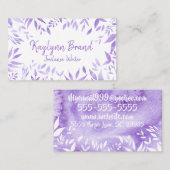 Paarse Waterverf Bloemen Visitekaartje (Voorkant / Achterkant)