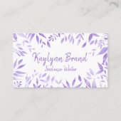 Paarse Waterverf Bloemen Visitekaartje (Voorkant)