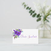  Paarse Waterverf bloemen Visitekaartje (Staand voorkant)