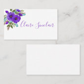  Paarse Waterverf bloemen Visitekaartje (Voorkant / Achterkant)