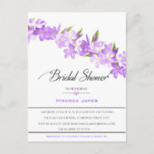 Paarse Waterverf bloemen Vrijgezellenfeest Uitnodiging Briefkaart (Voorkant)