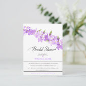 Paarse Waterverf bloemen Vrijgezellenfeest Uitnodiging Briefkaart (Staand voorkant)