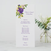 Paarse Waterverf Bloemen Wedding Menu (Staand voorkant)
