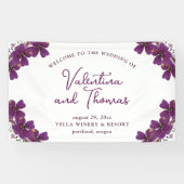 Paarse Waterverf bloemen Welkomsthuwelijk Spandoek (Horizontaal)