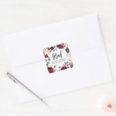 Paarse waterverf bloemenafstuderen vierkante sticker (Envelop)