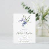 Paarse Waterverf bloemenboeket bruiloft Uitnodiging Briefkaart (Staand voorkant)