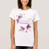Paarse waterverf bloemenbruidsmeisje t-shirt (Voorkant)