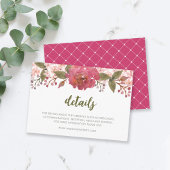 Paarse Waterverf bloemenbruiloft Details Informatiekaartje