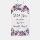 Paarse Waterverf bloemenbruiloft gunst dank u Cadeaulabel (Achterkant)