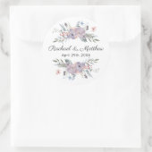 Paarse Waterverf bloemenbruiloft gunst Ronde Sticker (Tas)