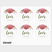 Paarse Waterverf bloemenbruiloft liefde Ronde Sticker (Vel)