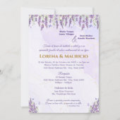 Paarse Waterverf bloemenbruiloft uitnodigingen (Voorkant)