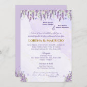 Paarse Waterverf bloemenbruiloft uitnodigingen (Voorkant / Achterkant)