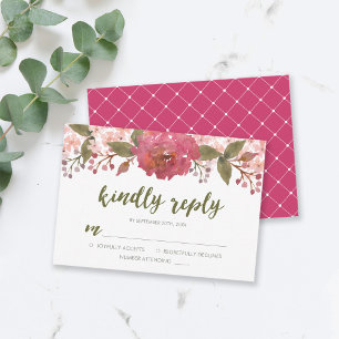 Paarse Waterverf bloemenbruiloft vriendelijk antwo RSVP Kaartje