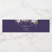 paarse waterverf bloemenbruiloft waterfles etiket (Enkel label)