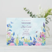Paarse waterverf bloemendecoratie kaart (Staand voorkant)