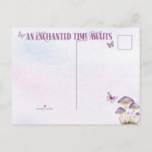 Paarse Waterverf Bloemenfee Eerste Verjaardag Uitnodiging Briefkaart (Achterkant)