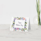 Paarse waterverf bloemenframe Moederdag Kaart (Voorkant)